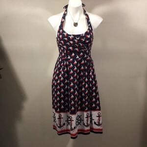 Anthropologie halter sailboat dress